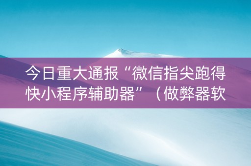 今日重大通报“微信指尖跑得快小程序辅助器”（做弊器软件下载)