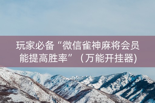 玩家必备“微信雀神麻将会员能提高胜率”（万能开挂器)