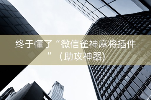 终于懂了“微信雀神麻将插件”（助攻神器)