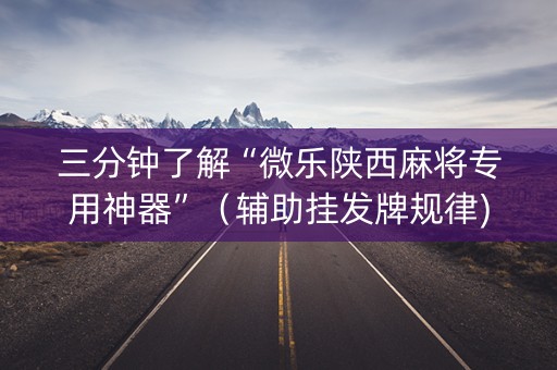 三分钟了解“微乐陕西麻将专用神器”（辅助挂发牌规律)