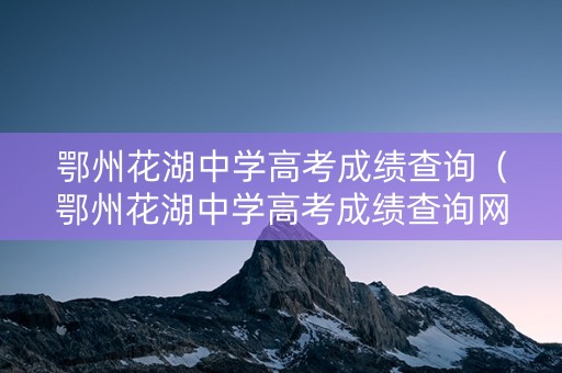 鄂州花湖中学高考成绩查询（鄂州花湖中学高考成绩查询网站）