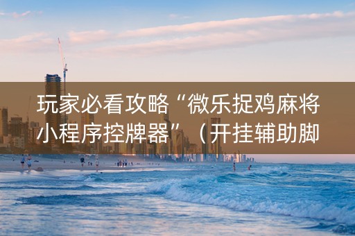 玩家必看攻略“微乐捉鸡麻将小程序控牌器”（开挂辅助脚本)