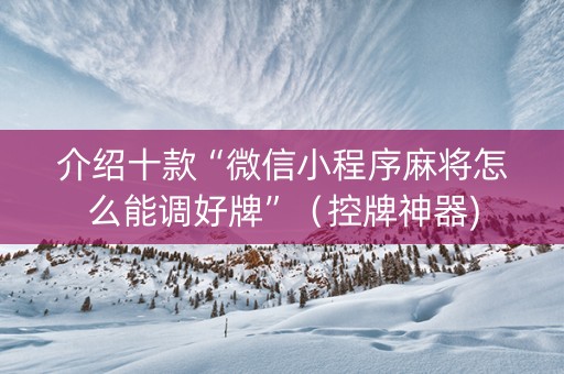 介绍十款“微信小程序麻将怎么能调好牌”（控牌神器)