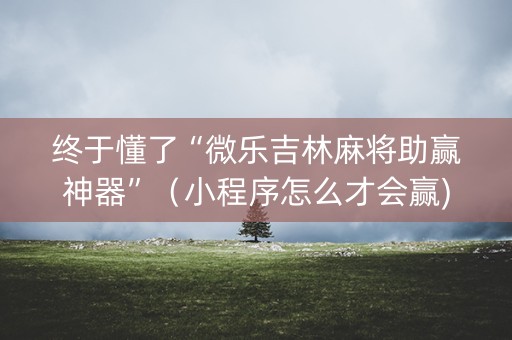 终于懂了“微乐吉林麻将助赢神器”（小程序怎么才会赢)