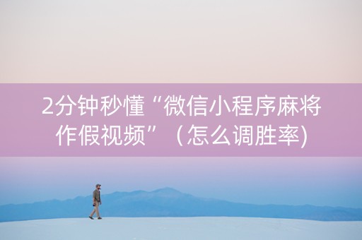 2分钟秒懂“微信小程序麻将作假视频”（怎么调胜率)