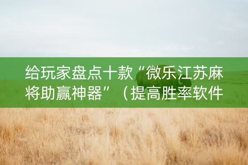给玩家盘点十款“微乐江苏麻将助赢神器”（提高胜率软件)