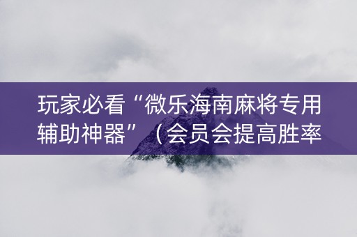 玩家必看“微乐海南麻将专用辅助神器”（会员会提高胜率吗)