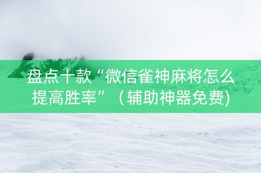 盘点十款“微信雀神麻将怎么提高胜率”（辅助神器免费)