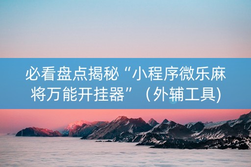 必看盘点揭秘“小程序微乐麻将万能开挂器”（外辅工具)