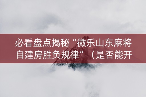 必看盘点揭秘“微乐山东麻将自建房胜负规律”（是否能开挂)