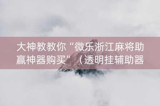 大神教教你“微乐浙江麻将助赢神器购买”（透明挂辅助器)