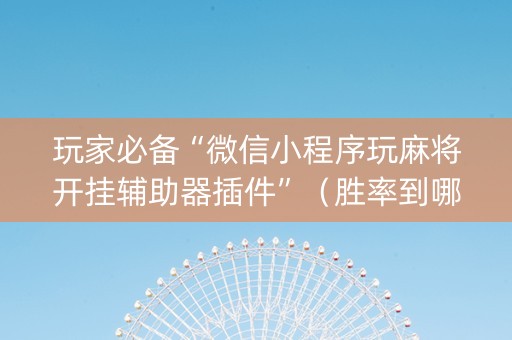 玩家必备“微信小程序玩麻将开挂辅助器插件”（胜率到哪调)