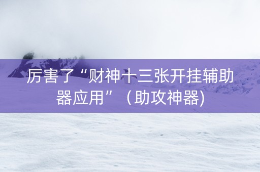 厉害了“财神十三张开挂辅助器应用”（助攻神器)