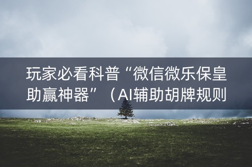 玩家必看科普“微信微乐保皇助赢神器”（AI辅助胡牌规则)