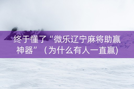 终于懂了“微乐辽宁麻将助赢神器”（为什么有人一直赢)