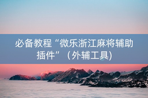 必备教程“微乐浙江麻将辅助插件”（外辅工具)
