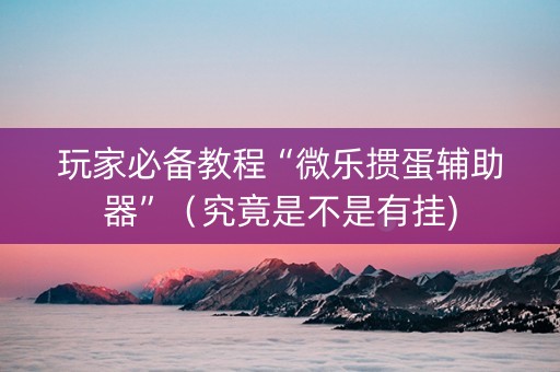 玩家必备教程“微乐掼蛋辅助器”（究竟是不是有挂)