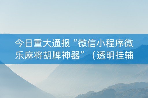今日重大通报“微信小程序微乐麻将胡牌神器”（透明挂辅助器)