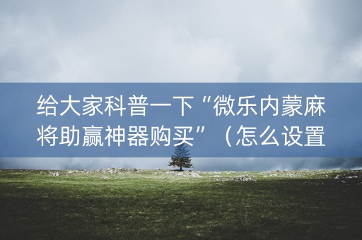 给大家科普一下“微乐内蒙麻将助赢神器购买”（怎么设置才能赢)