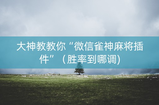大神教教你“微信雀神麻将插件”（胜率到哪调)
