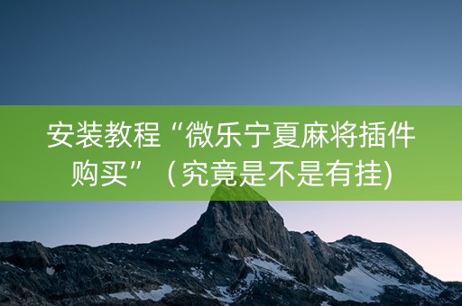 安装教程“微乐宁夏麻将插件购买”（究竟是不是有挂)