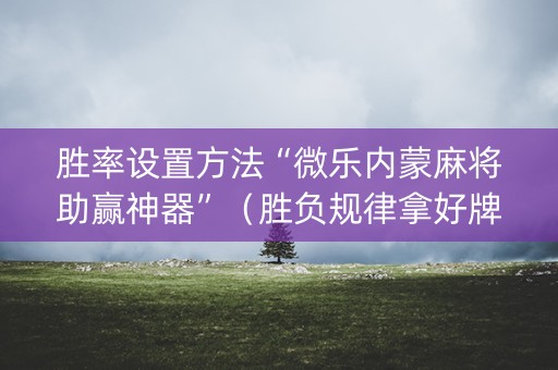 胜率设置方法“微乐内蒙麻将助赢神器”（胜负规律拿好牌)
