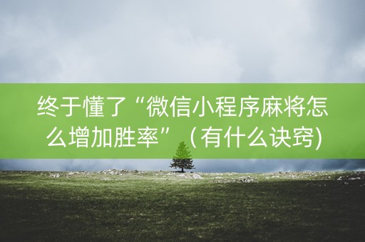终于懂了“微信小程序麻将怎么增加胜率”（有什么诀窍)
