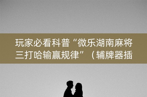 玩家必看科普“微乐湖南麻将三打哈输赢规律”（辅牌器插件购买)