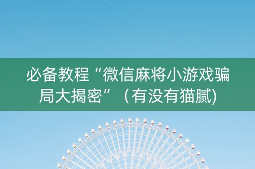 必备教程“微信麻将小游戏骗局大揭密”（有没有猫腻)