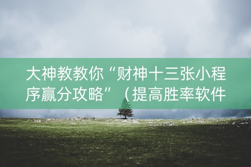 大神教教你“财神十三张小程序赢分攻略”（提高胜率软件)