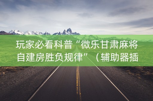 玩家必看科普“微乐甘肃麻将自建房胜负规律”（辅助器插件)