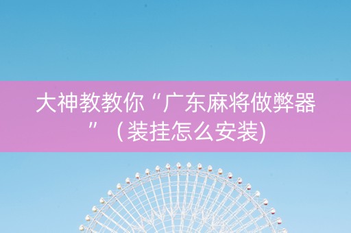 大神教教你“广东麻将做弊器”（装挂怎么安装)