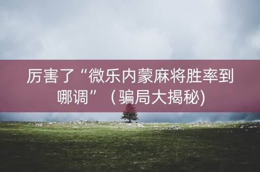 厉害了“微乐内蒙麻将胜率到哪调”（骗局大揭秘)
