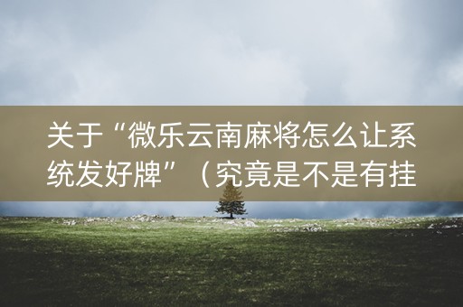 关于“微乐云南麻将怎么让系统发好牌”（究竟是不是有挂)