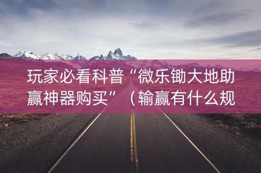 玩家必看科普“微乐锄大地助赢神器购买”（输赢有什么规律)