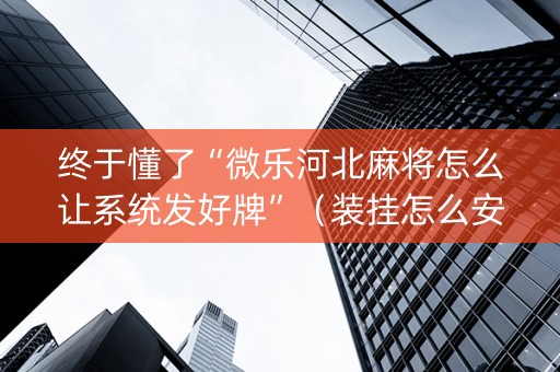 终于懂了“微乐河北麻将怎么让系统发好牌”（装挂怎么安装)