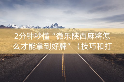 2分钟秒懂“微乐陕西麻将怎么才能拿到好牌”（技巧和打好牌方法)