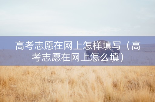 高考志愿在网上怎样填写（高考志愿在网上怎么填）