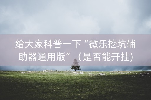 给大家科普一下“微乐挖坑辅助器通用版”（是否能开挂)