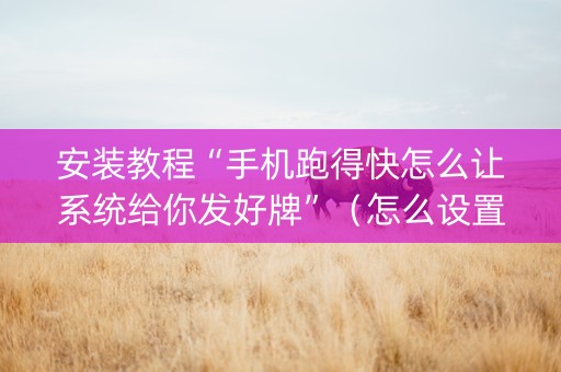 安装教程“手机跑得快怎么让系统给你发好牌”（怎么设置才能赢)