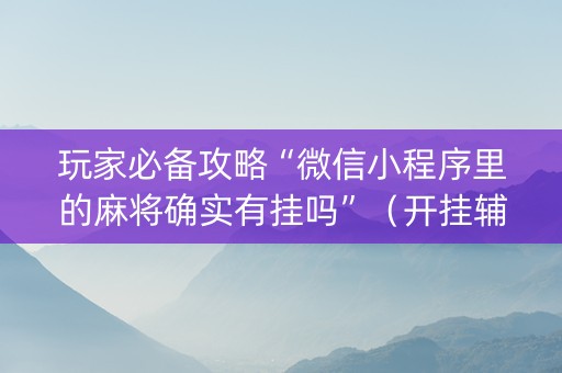 玩家必备攻略“微信小程序里的麻将确实有挂吗”（开挂辅助插件)