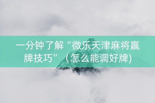一分钟了解“微乐天津麻将赢牌技巧”（怎么能调好牌)
