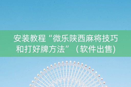 安装教程“微乐陕西麻将技巧和打好牌方法”（软件出售)