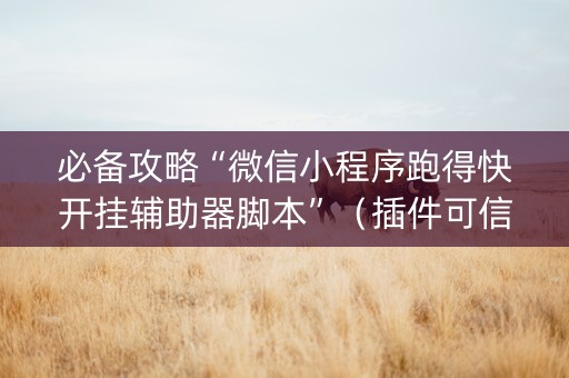 必备攻略“微信小程序跑得快开挂辅助器脚本”（插件可信吗)
