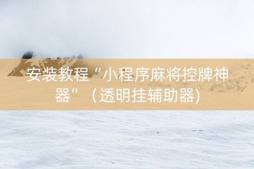 安装教程“小程序麻将控牌神器”（透明挂辅助器)