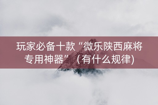 玩家必备十款“微乐陕西麻将专用神器”（有什么规律)
