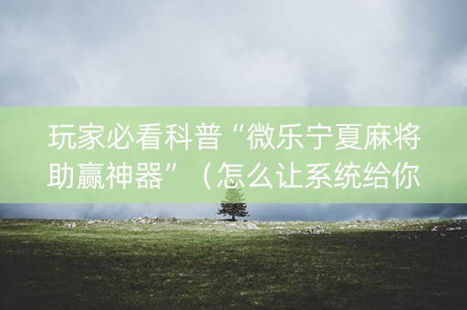 玩家必看科普“微乐宁夏麻将助赢神器”（怎么让系统给你发好牌)
