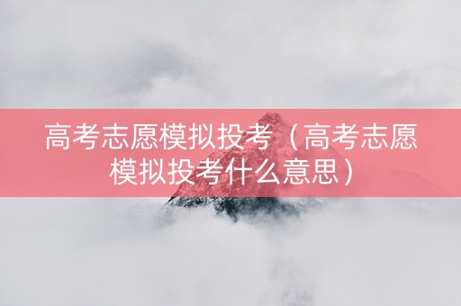 高考志愿模拟投考（高考志愿模拟投考什么意思）