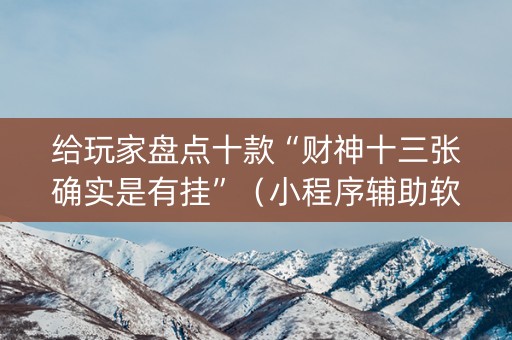 给玩家盘点十款“财神十三张确实是有挂”（小程序辅助软件)