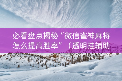 必看盘点揭秘“微信雀神麻将怎么提高胜率”（透明挂辅助器)